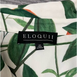 Long white dress with orange and lemon fruits with leaves